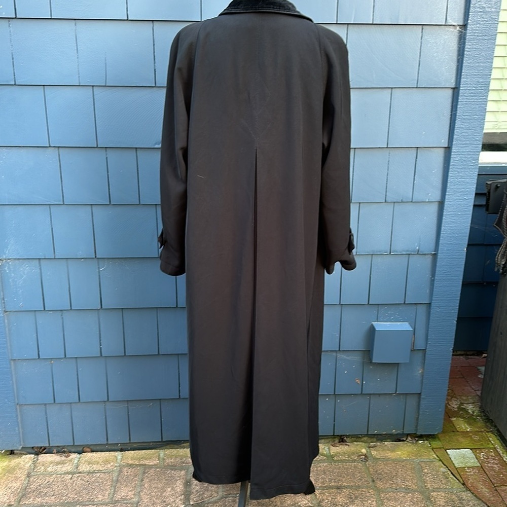 🖤🖤🖤Black trench coat lines hidden button 10 medium velvet collar - Picture 7 of 10